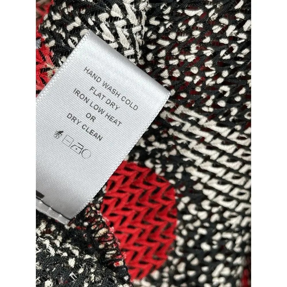 IC By Connie K Jacket Topper Red Floral Zip Front 3/4 Sleeves Size Large